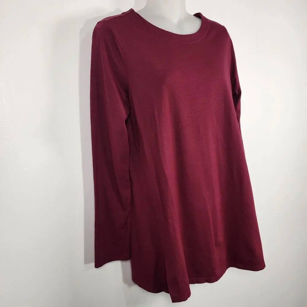 J. Jill Women Luxe Supima Forward Seam Tunic Top S Petite Bordeaux Knit Pullover